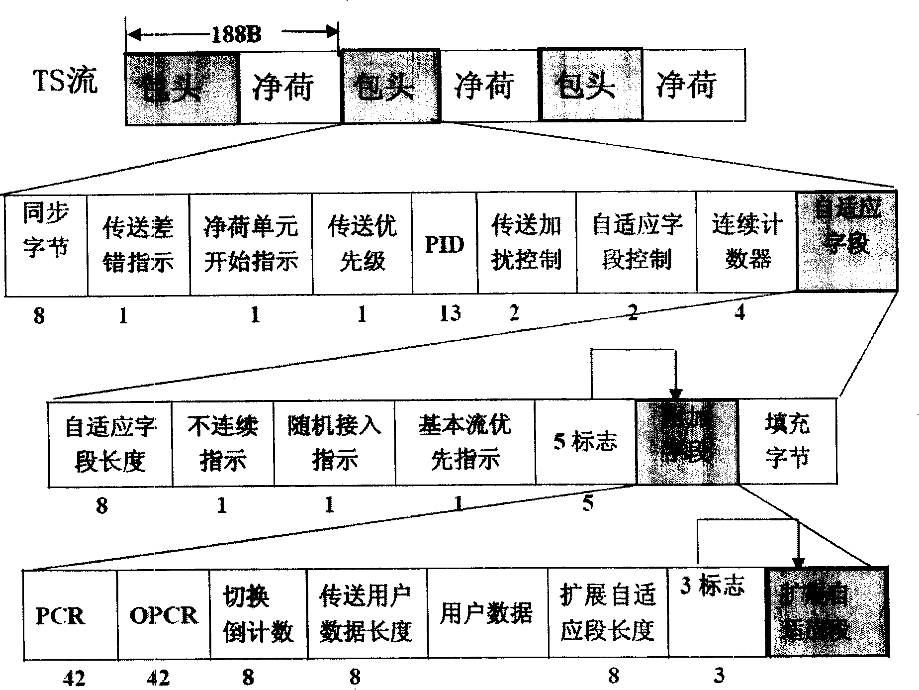 System and method for transmitting stereo audio and video numerical coding based on transmission stream