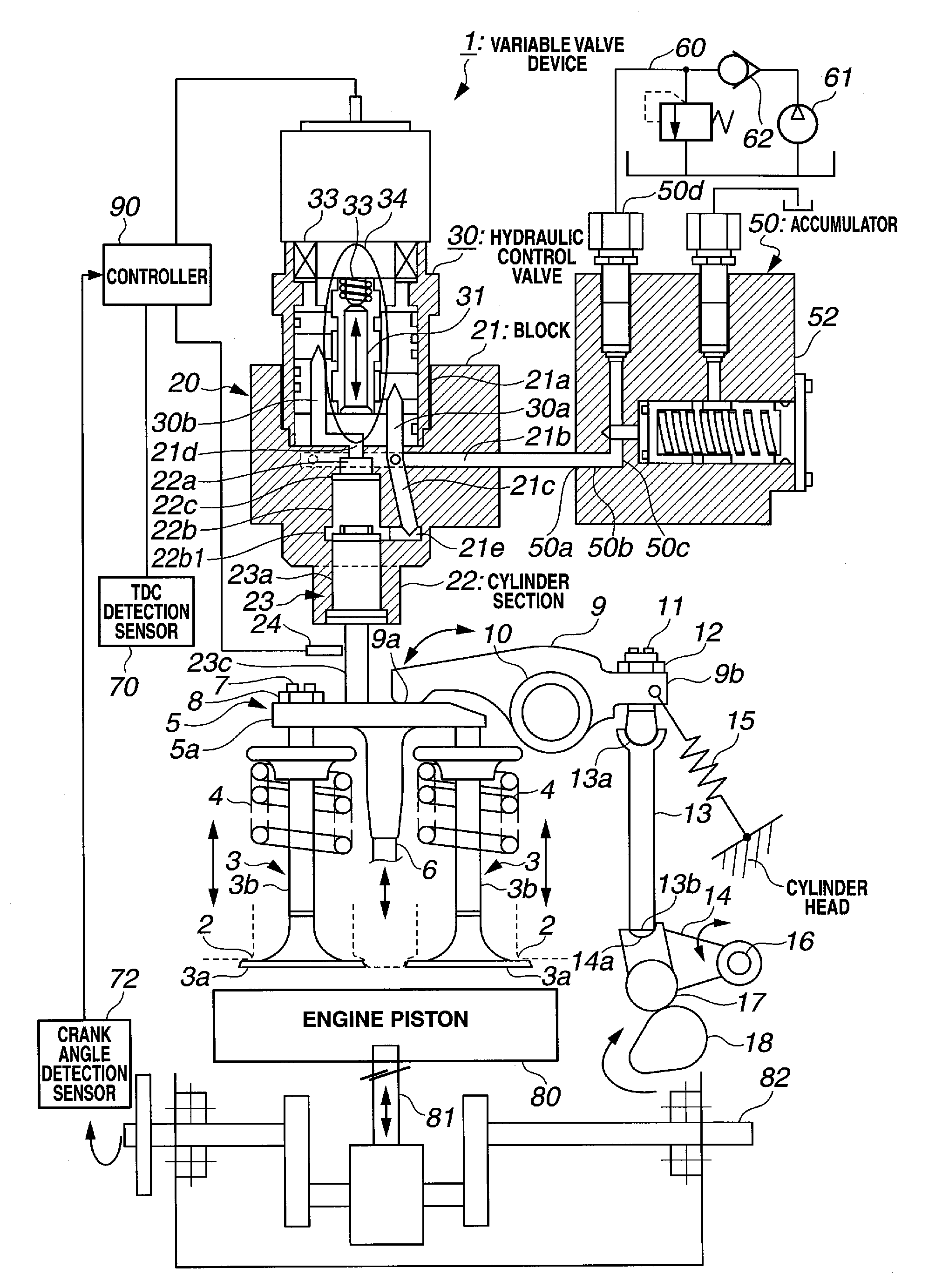 Variable valve device and method of controlling the same