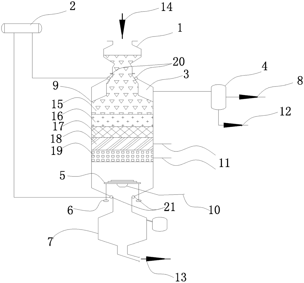 Water cooled wall type fixed bed gasifier capable of supplying oxygen in grading way