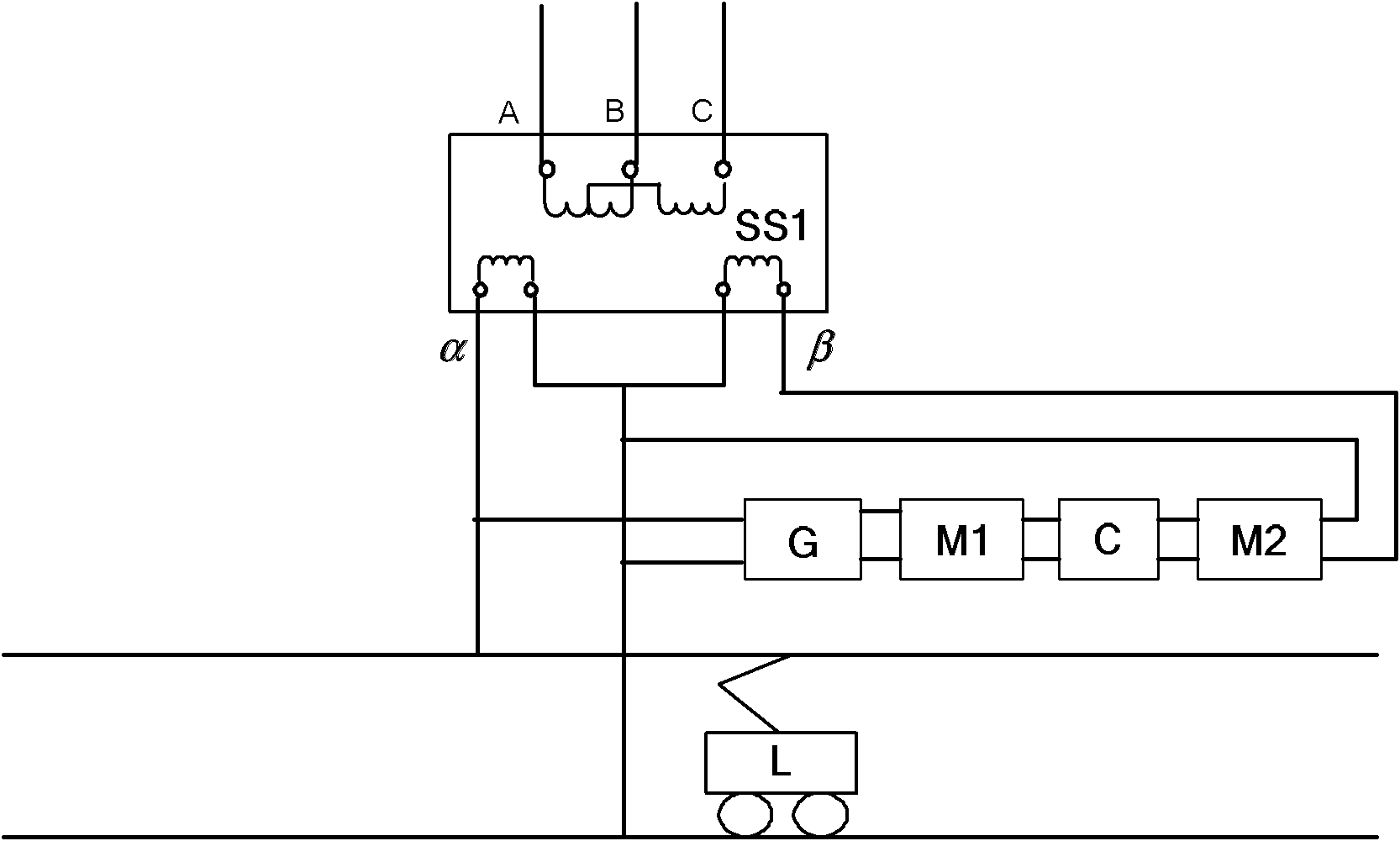 Electrified railroad homo-phase traction power supply system