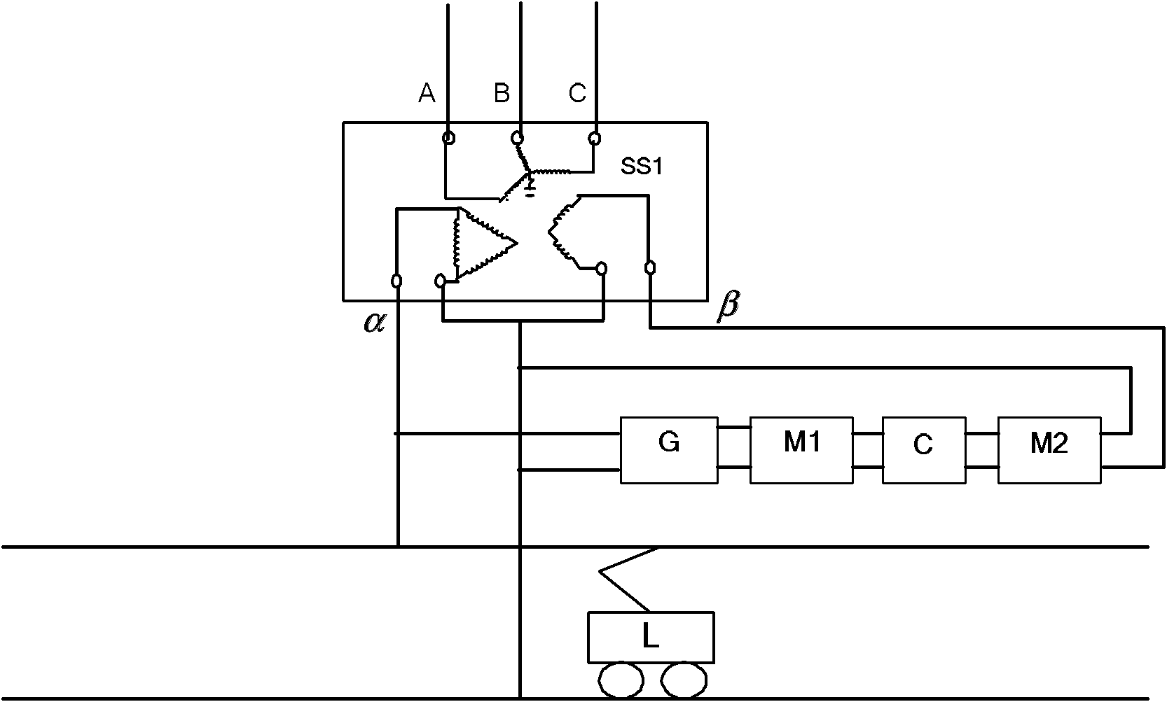 Electrified railroad homo-phase traction power supply system