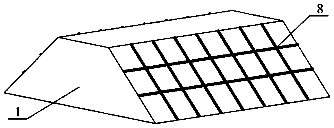 Trapezoid floating breakwater with waste tires