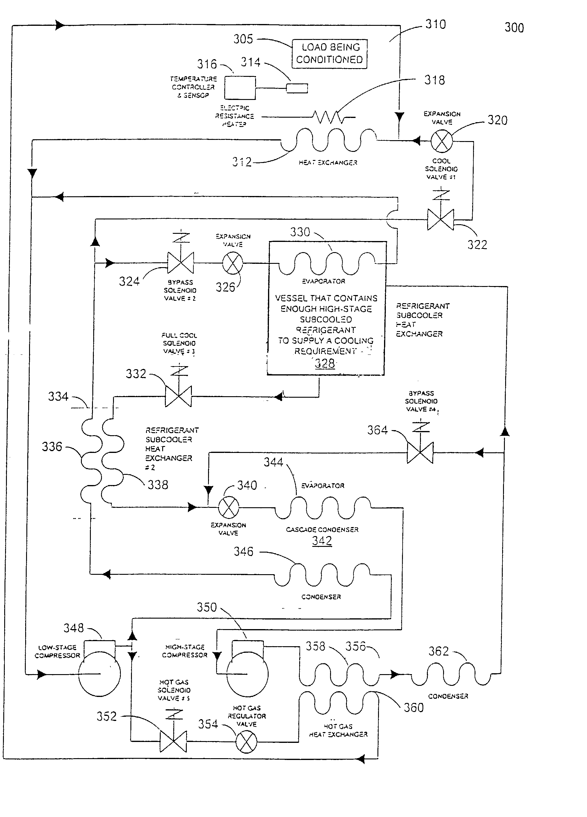 Refrigeration system for an environmental test chamber