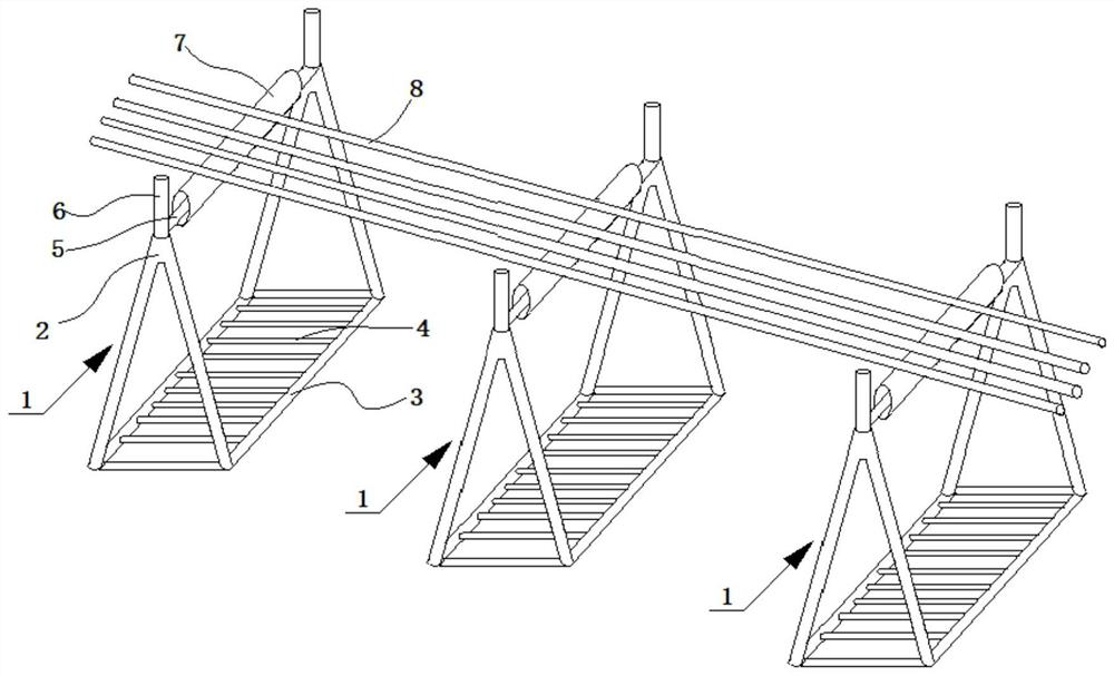 Simple and convenient short-distance transportation device for steel bars and using method