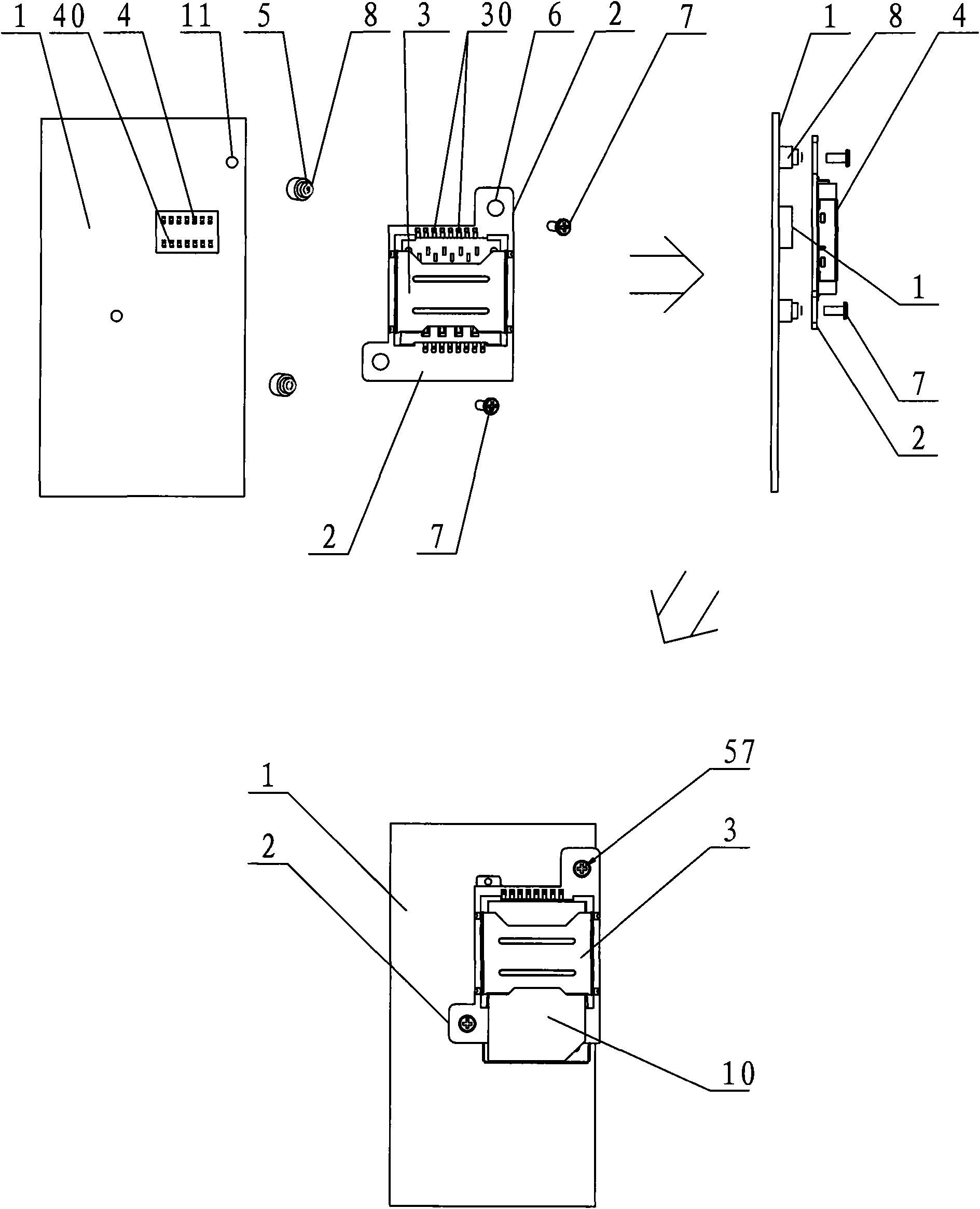 Circuit board with cassette and mobile terminal