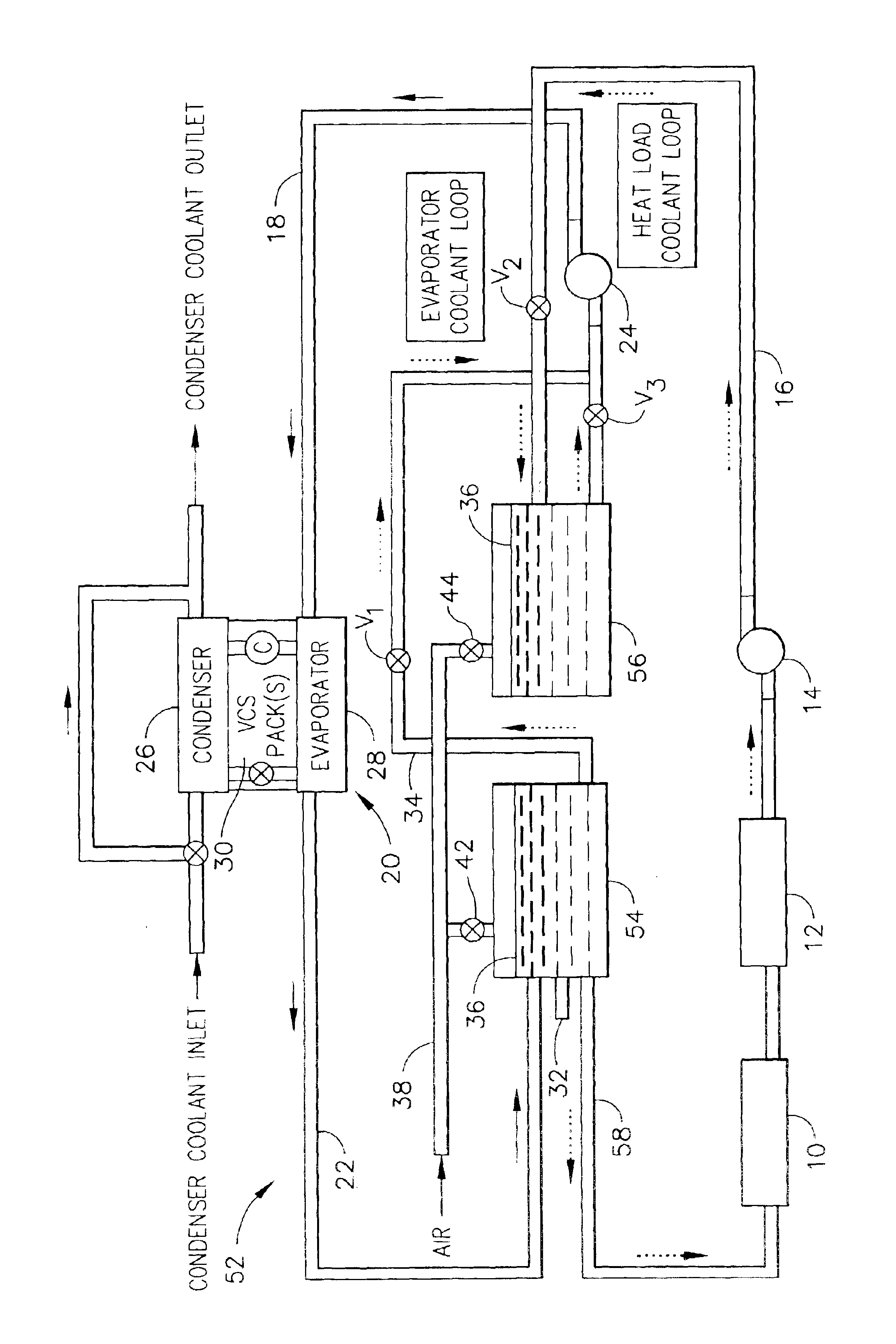 Vapor cycle system (VCS) with thermal reservoirs for reducing requisite VCS power and size with intermittent heat loads