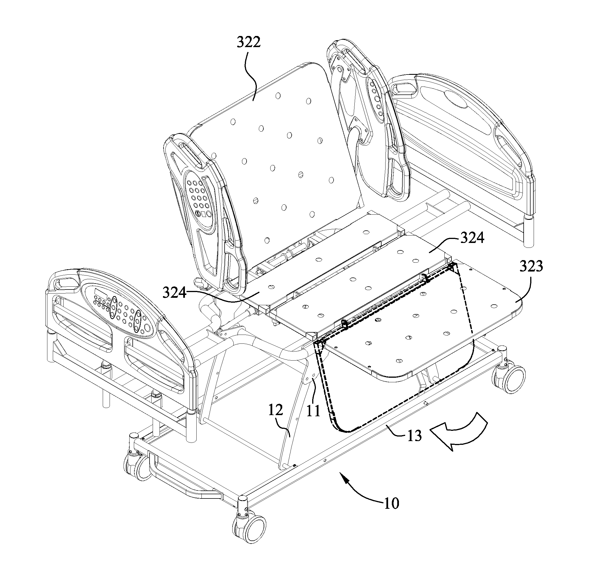 Rotating bed for medical care