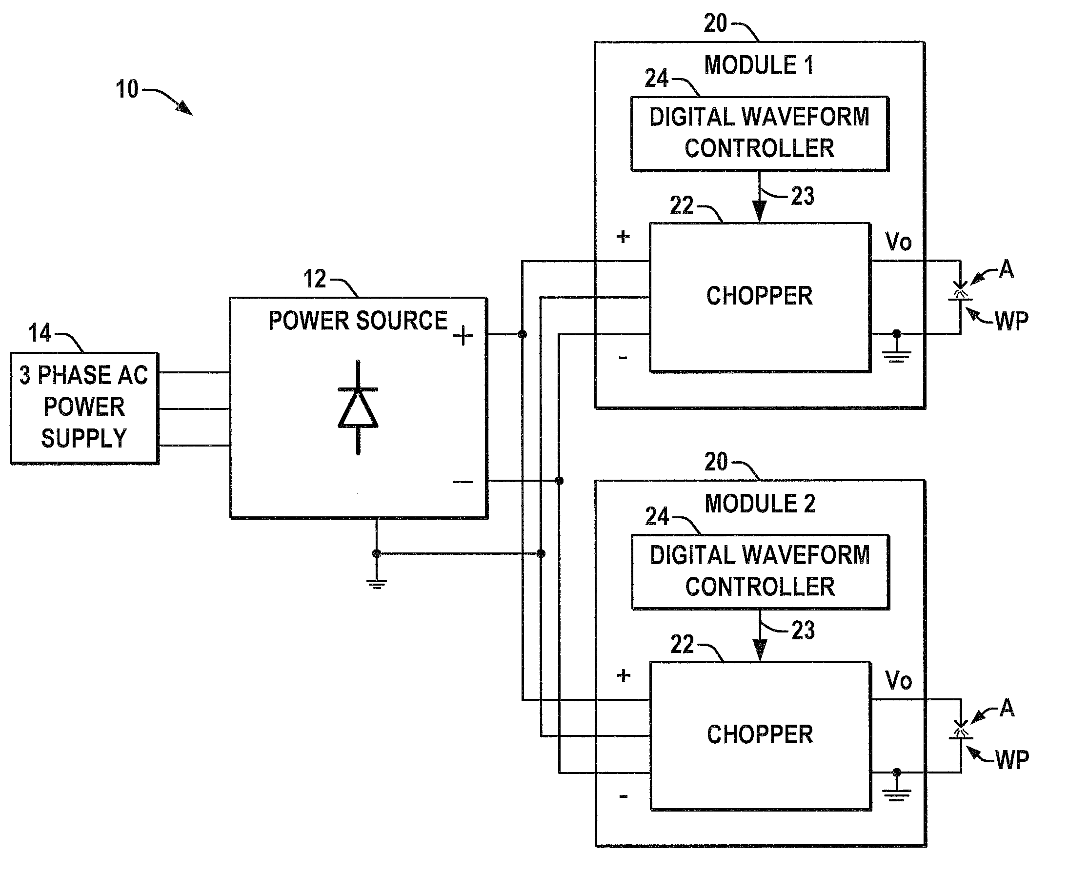 Multiple welding using a single power source