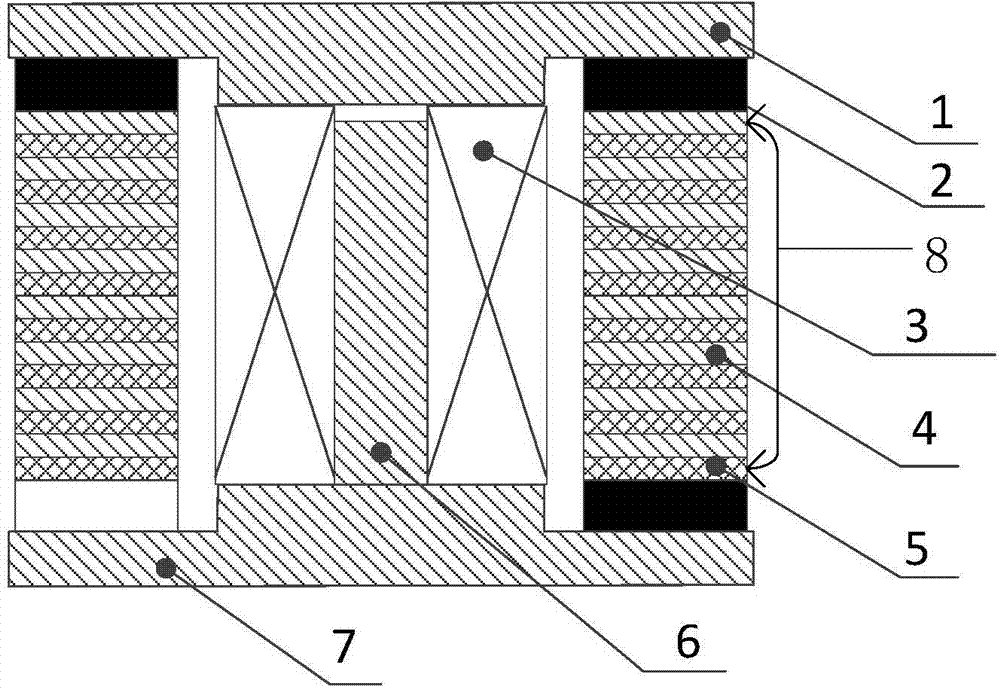 Bidirectional regulation type multilayer magneto-rheological elastomer shock absorber