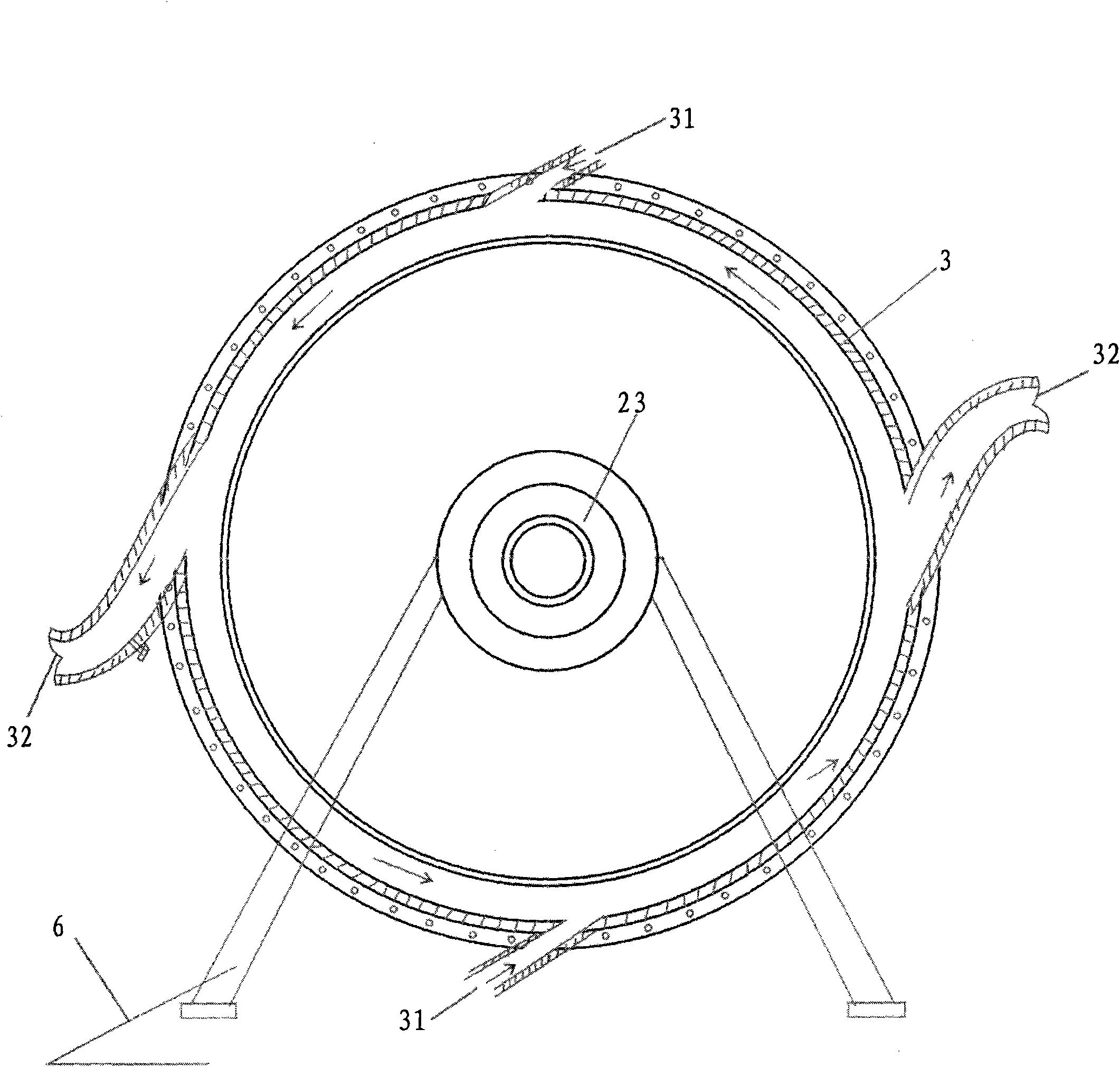 Curved saw wheel steamer