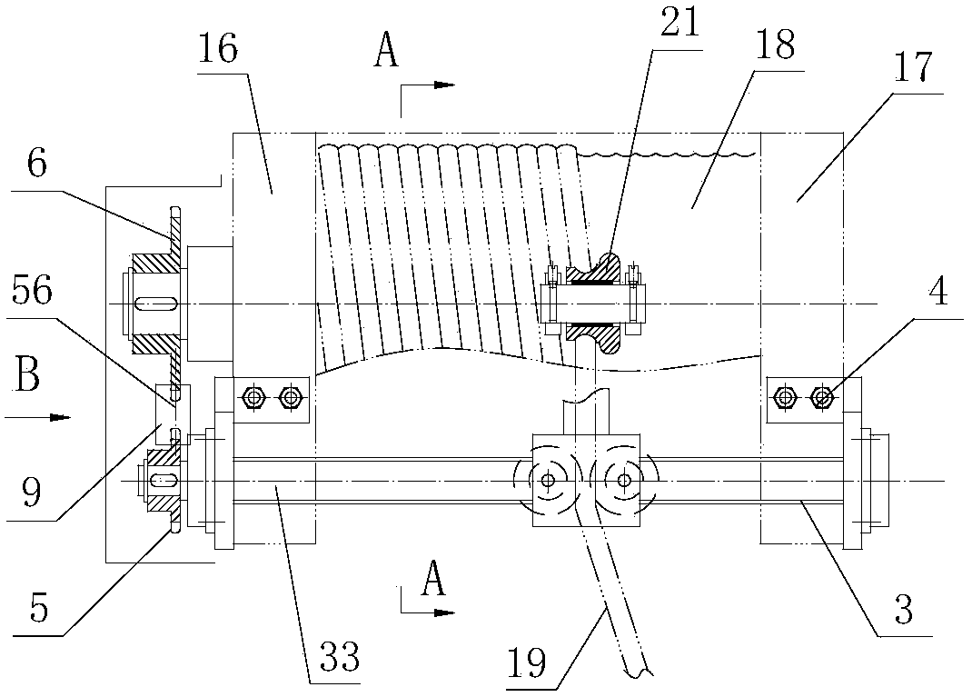 Hoist guide rope device with guide rod type thread guide mechanism