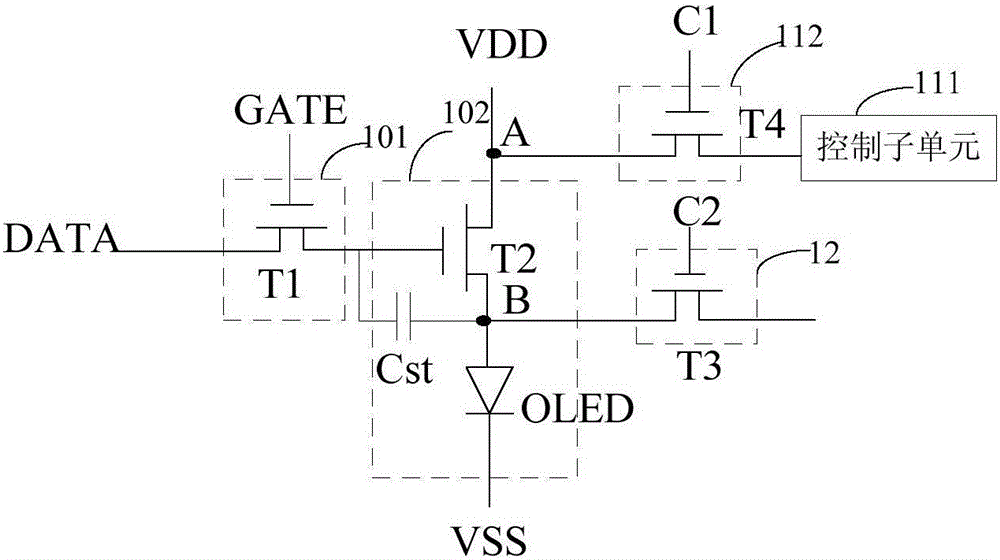 AMOLED (active-matrix organic light emitting diode) display device and compensation method thereof