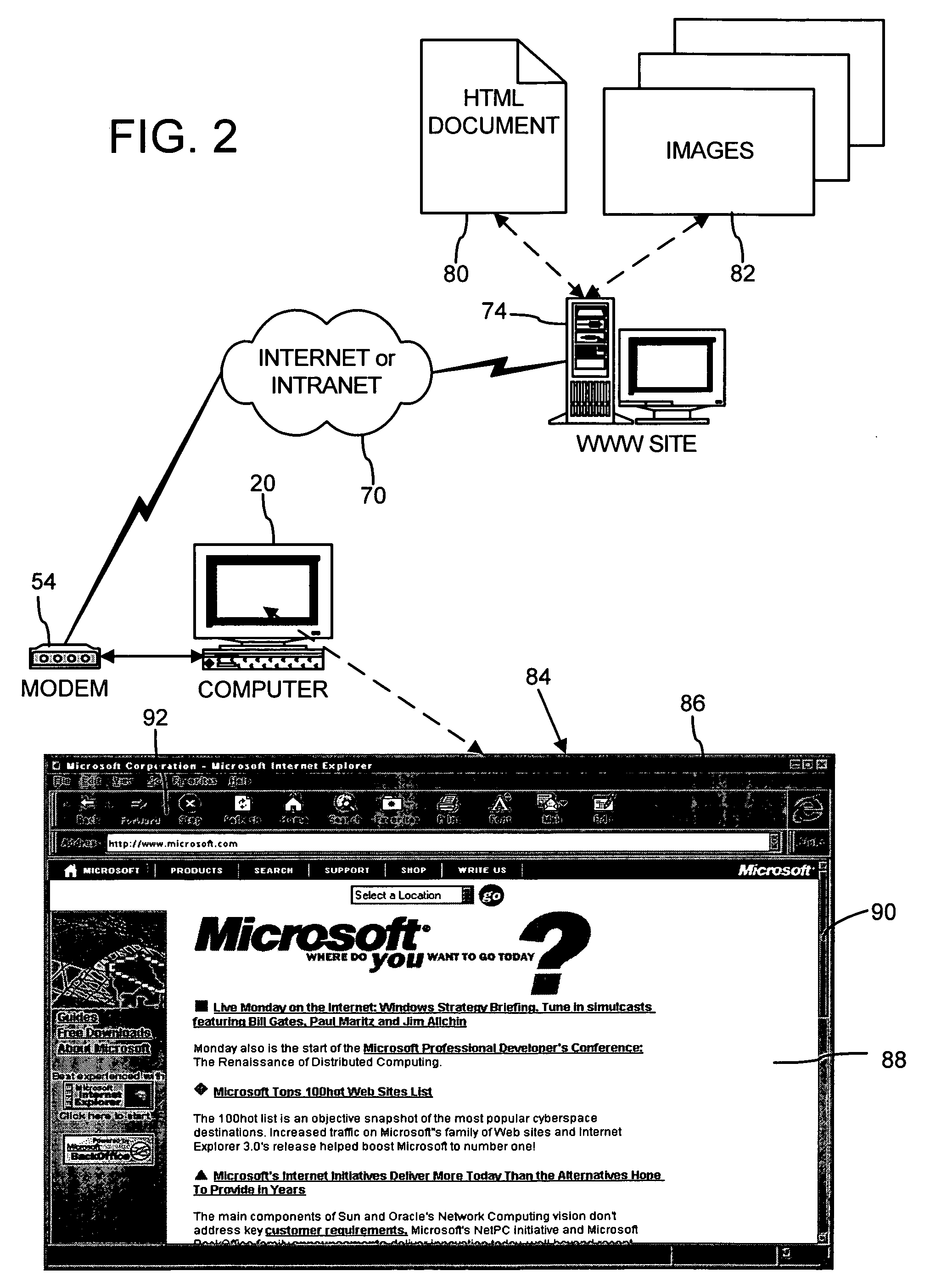 Customizing a client application using an options page stored on a server computer