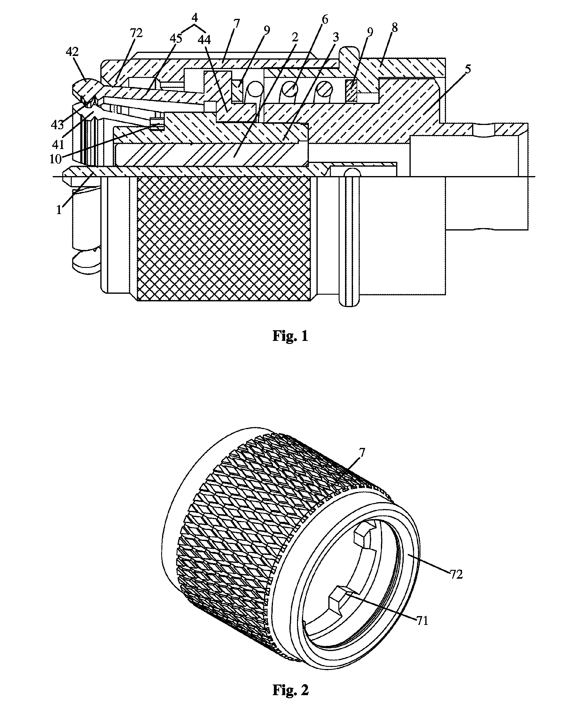 Quick self-locking thread coupling interface connector mechanism