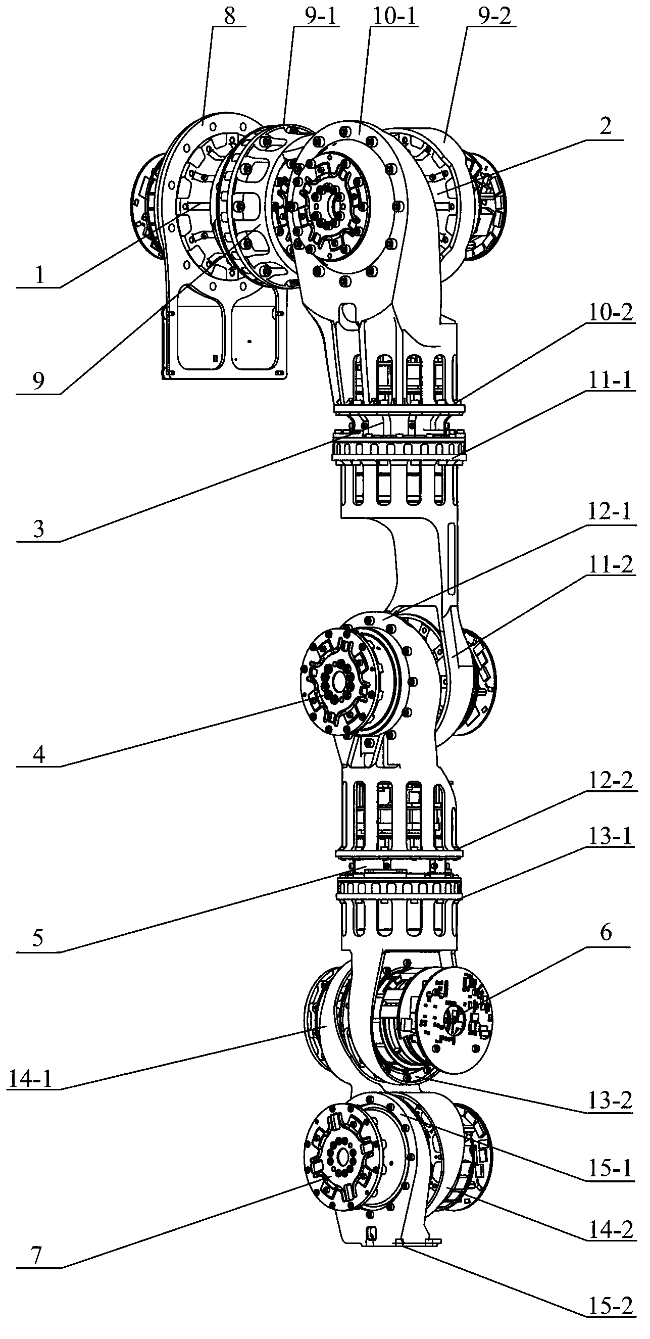 Human-simulated mechanical arm in seven degrees of freedom