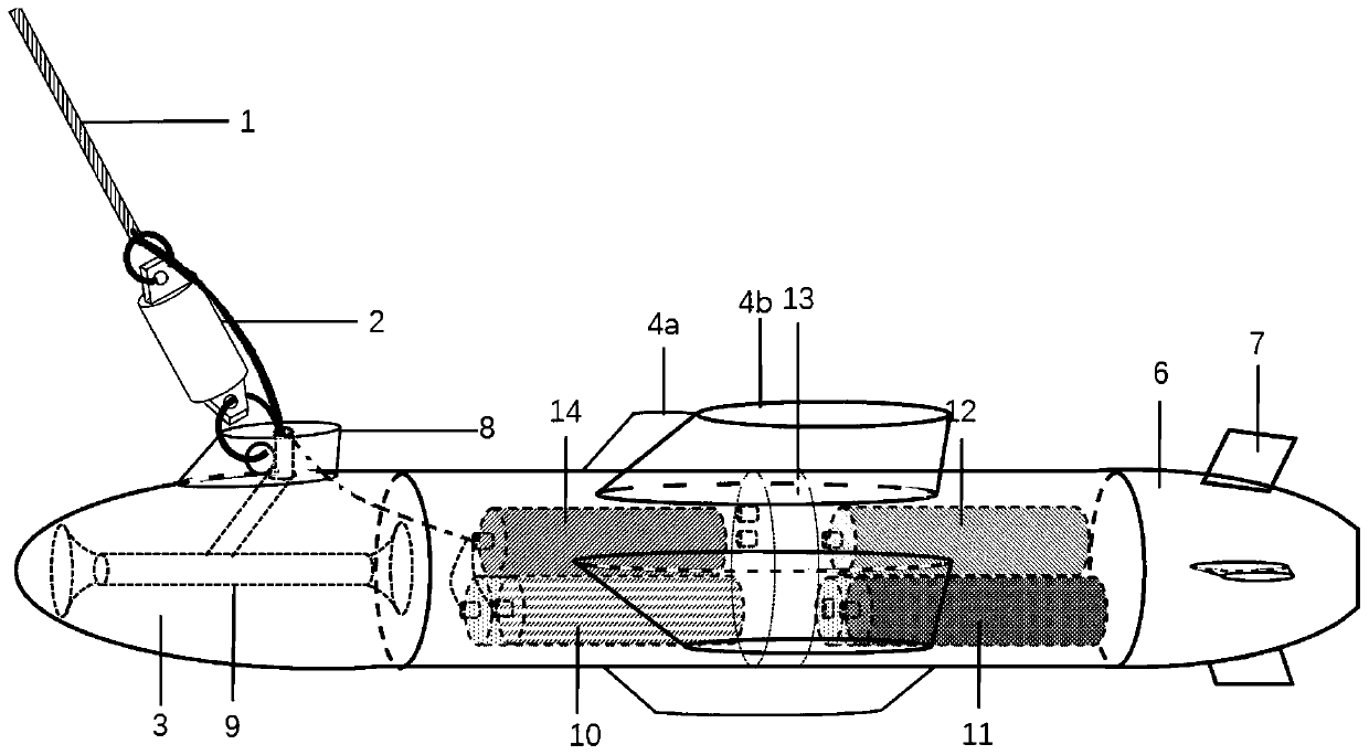 Drag system for observing water transverse and longitudinal section chemical parameters