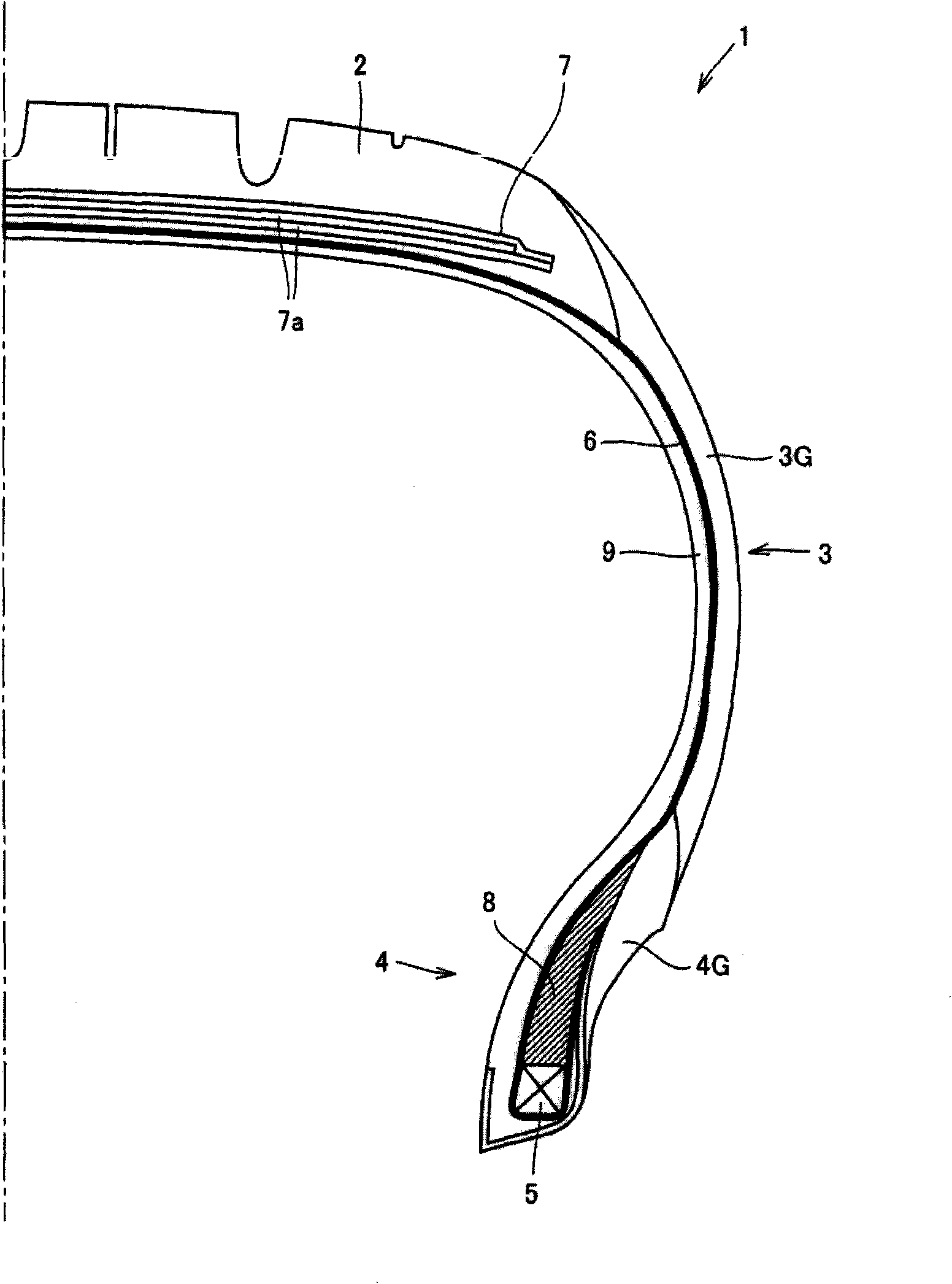 Ply, clinch and tread formed using specified rubber composition, and pneumatic tire utilizing them