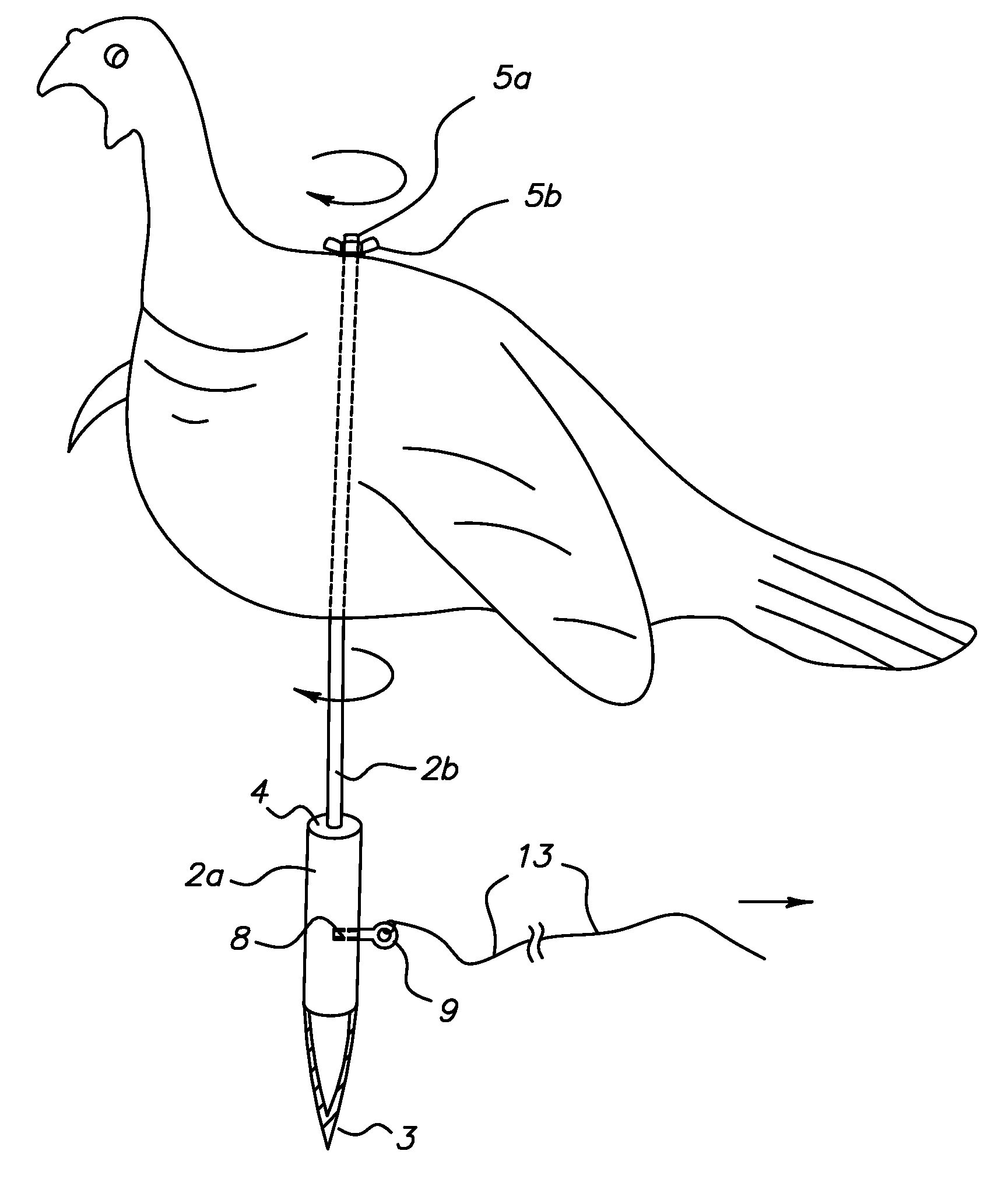 Manually activated rotatable decoy stake