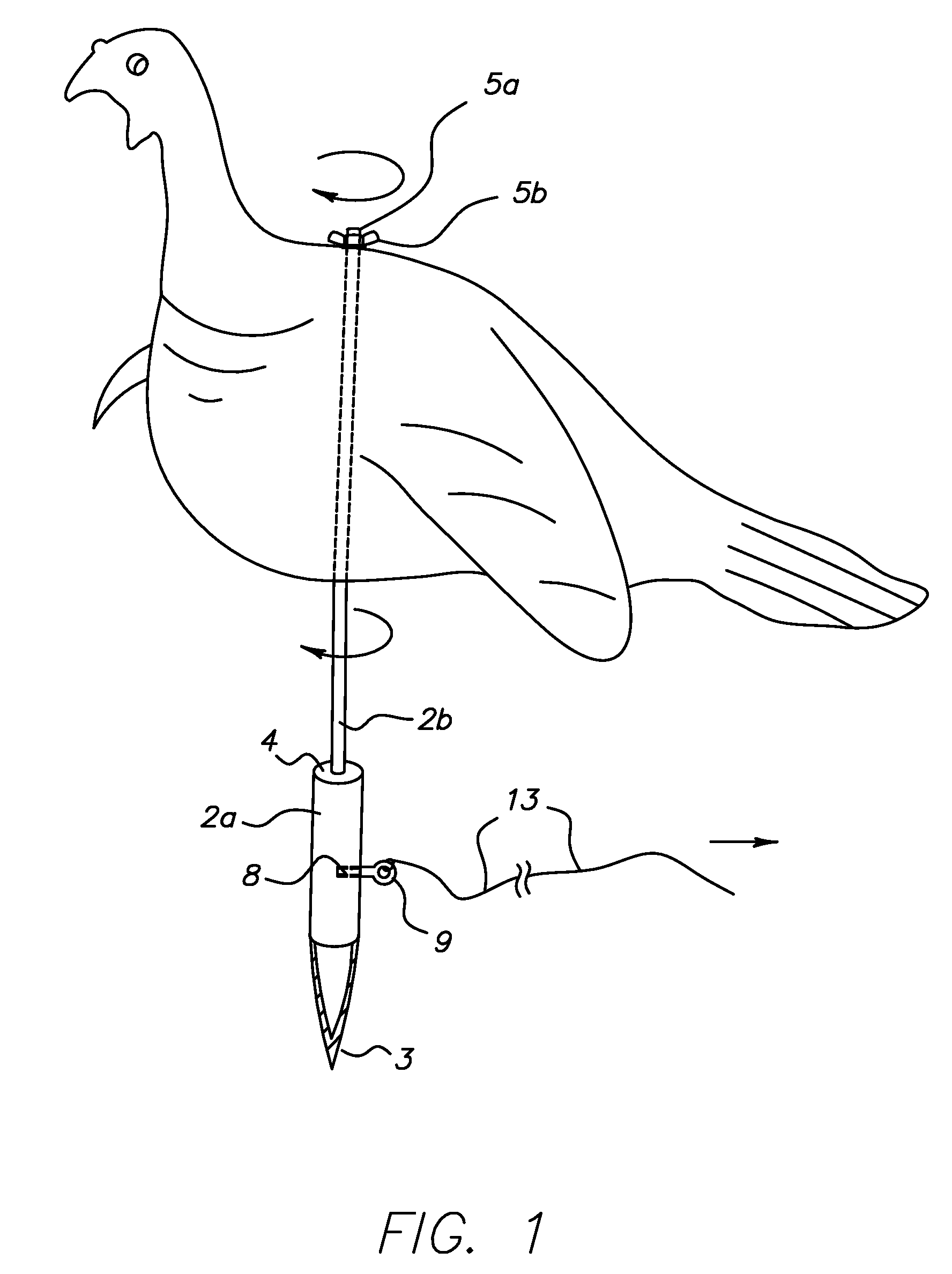 Manually activated rotatable decoy stake