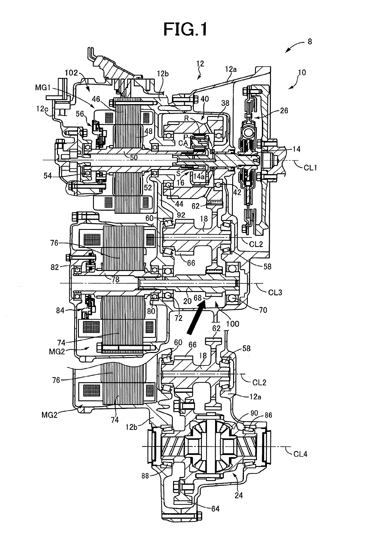 Lubricating device for components within casing structure of vehicular power transmitting system