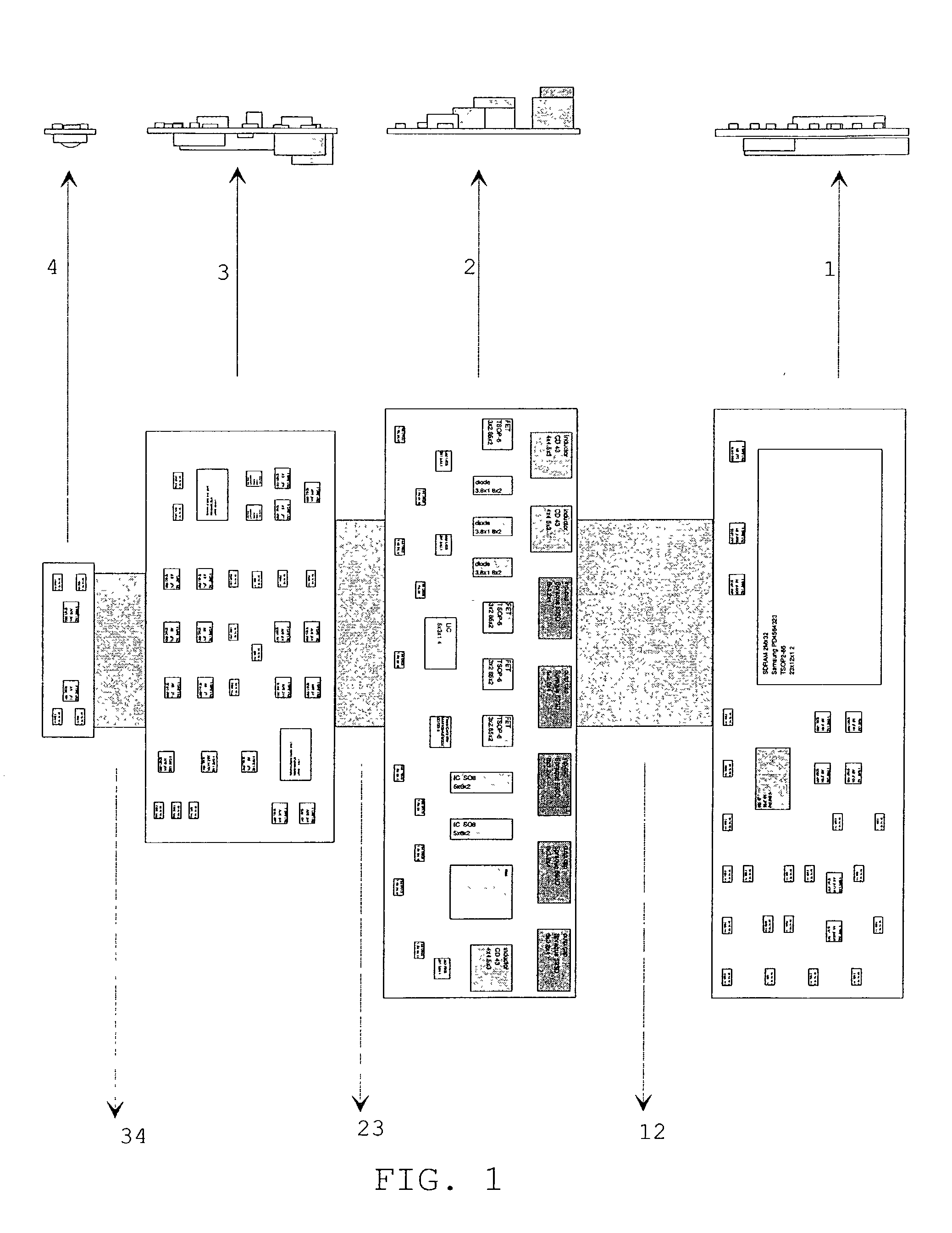 Electronic units and method for packaging and assembly of said electronic units