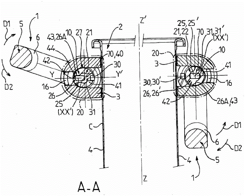 Pivoting handle with retractable lock in hub for cooking utensils