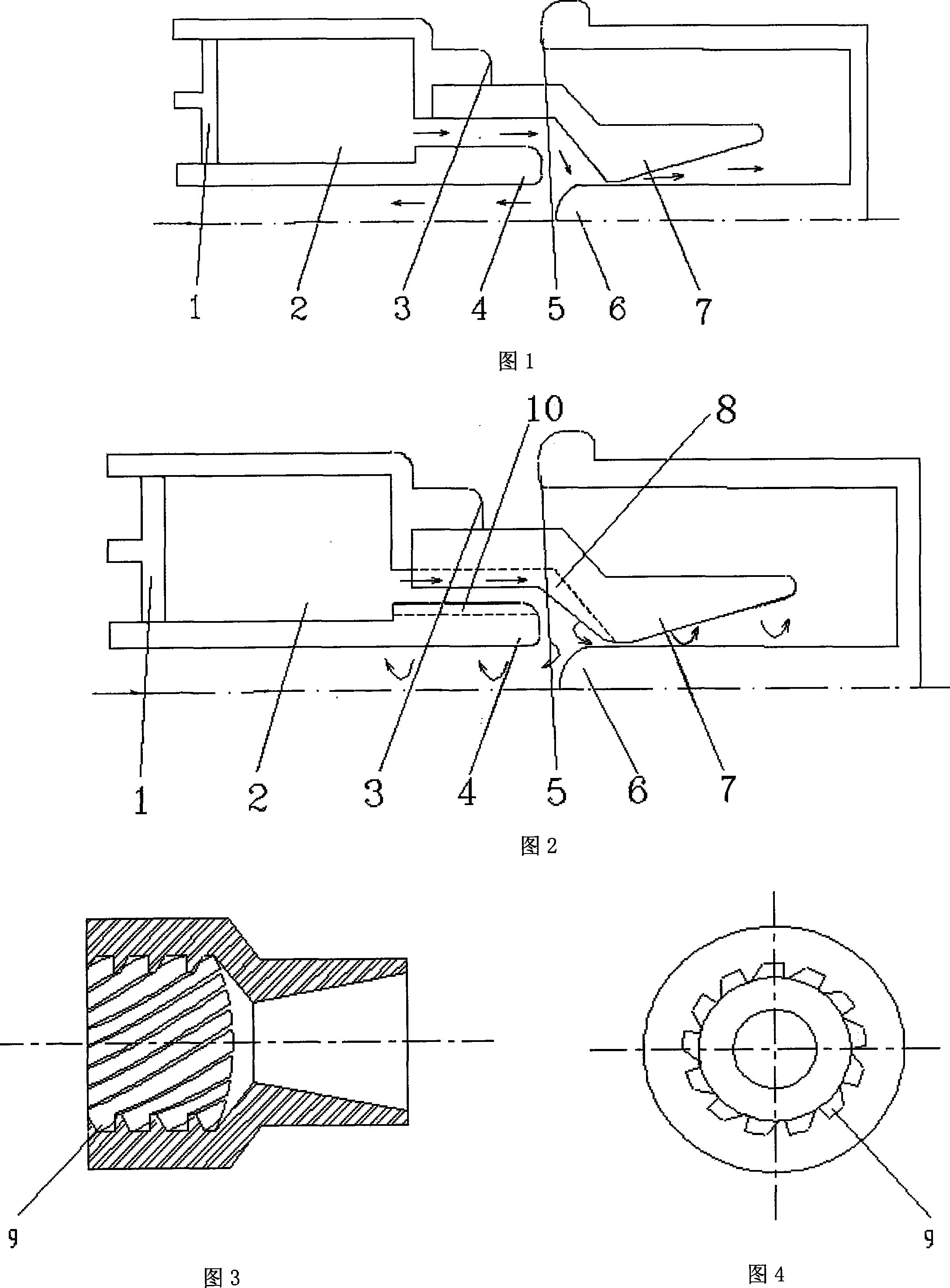 Cyclone type nozzle high-pressure blowing circuit breakers with groove