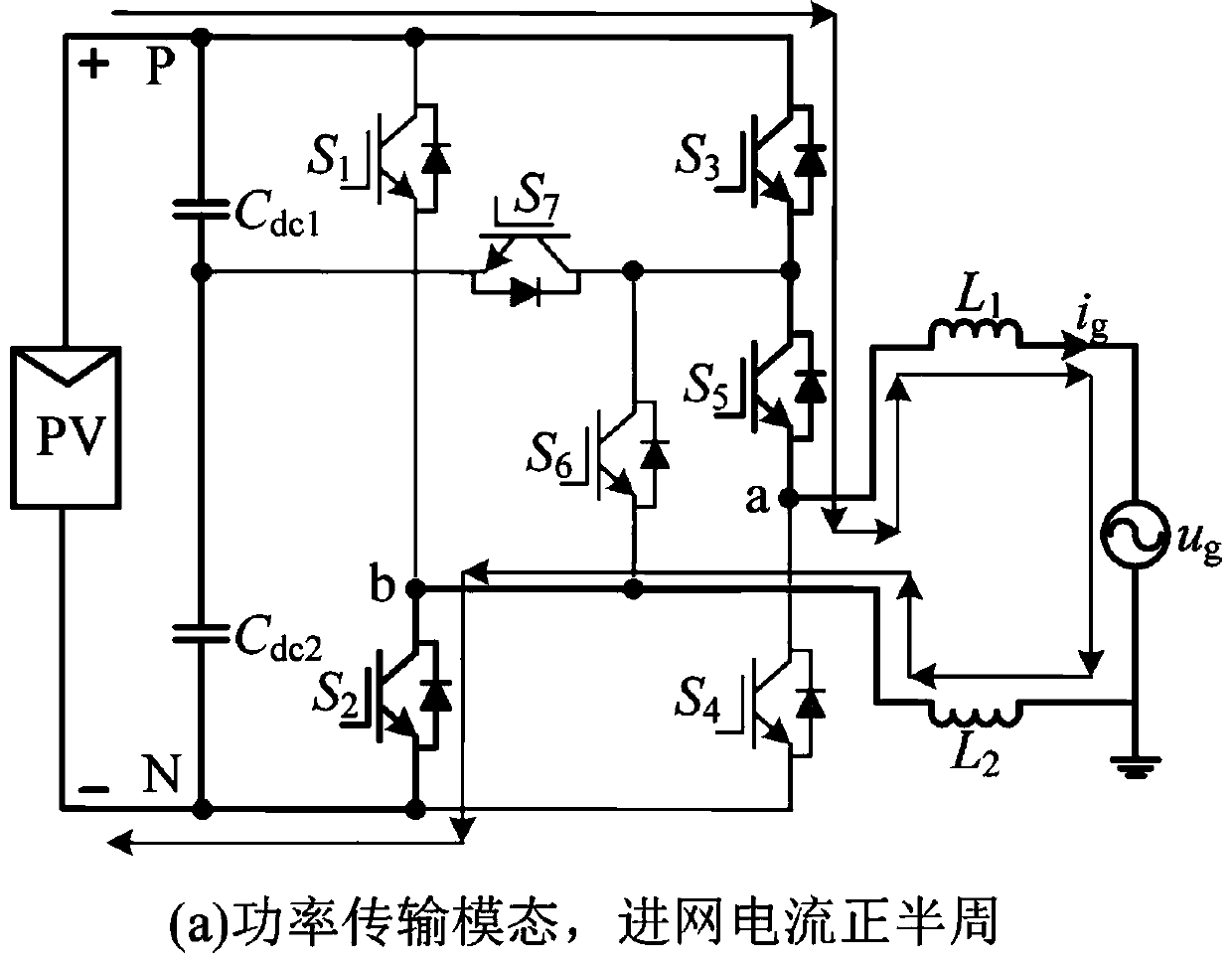 Non-isolated intermediate-point clamping photovoltaic grid connected inverter and modulation method thereof