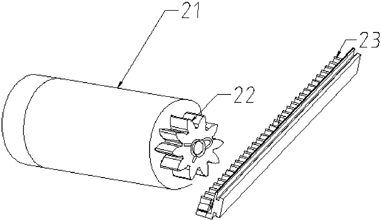 A V-shaped transmission structure door shifter