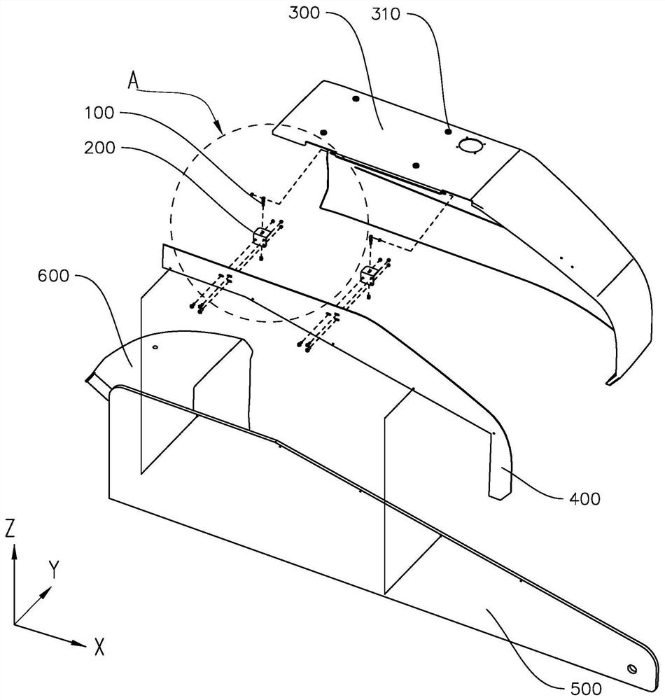 Hinge device, aerial work platform covering part device and installation method