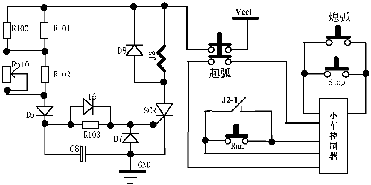 Gas protection automatic welding control device