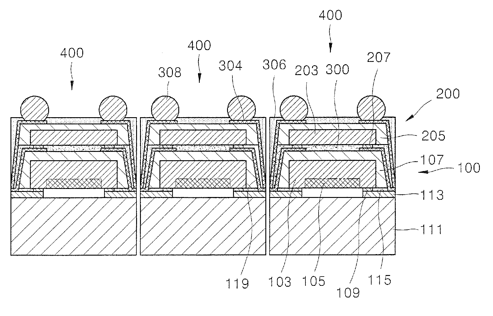 Stack type semiconductor chip package having different type of chips and fabrication method thereof