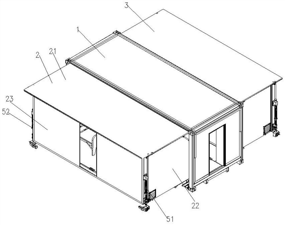 One-key unfolding and folding square cabin and unfolding and folding method