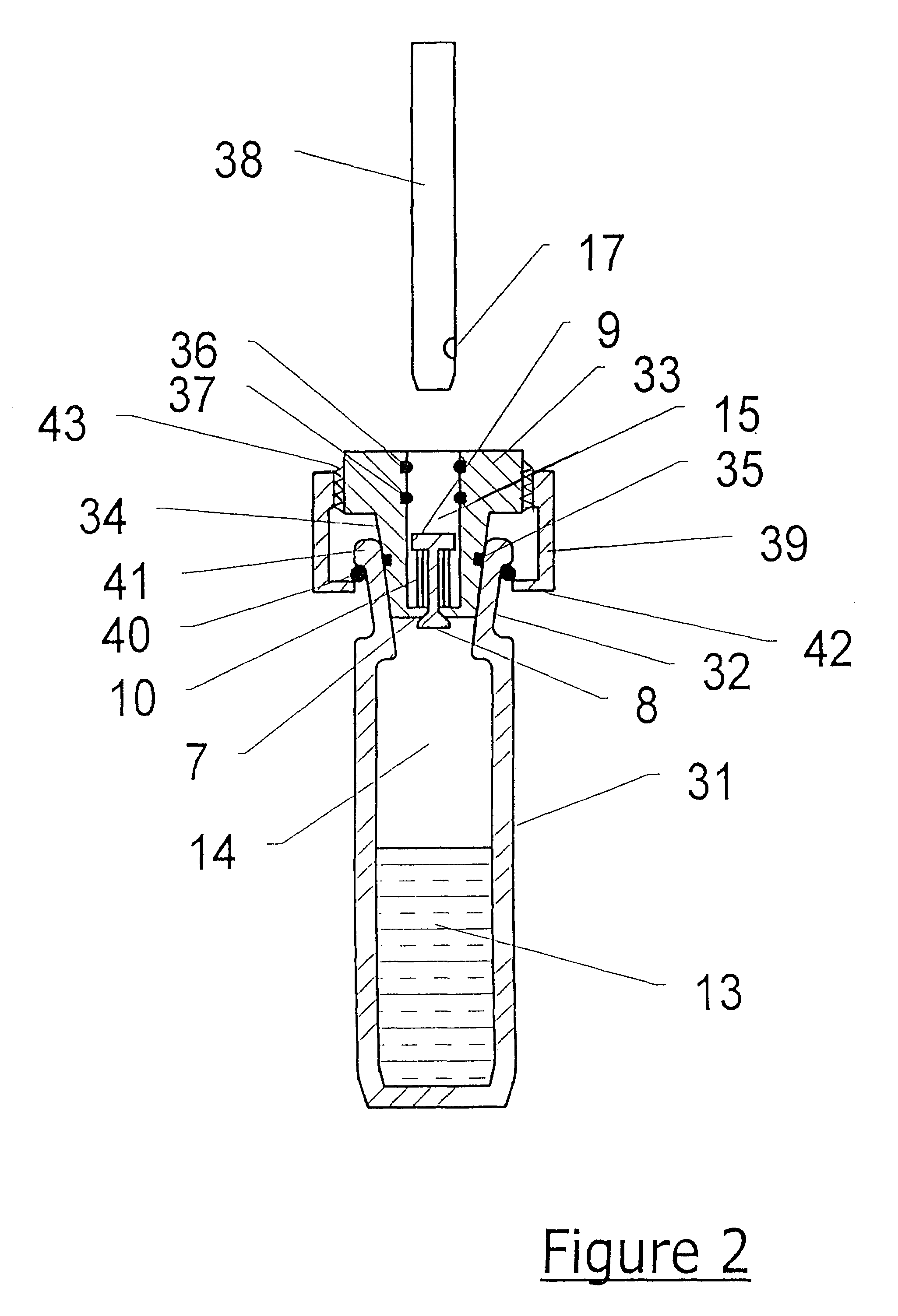 Sample vial and vial closure device for use in gas analysis