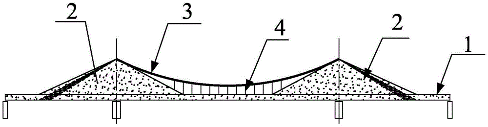 Self-anchored suspension bridge with fish spine structure