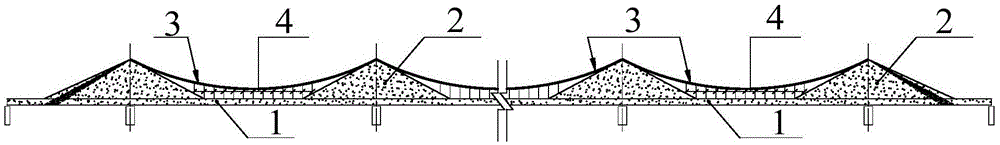 Self-anchored suspension bridge with fish spine structure