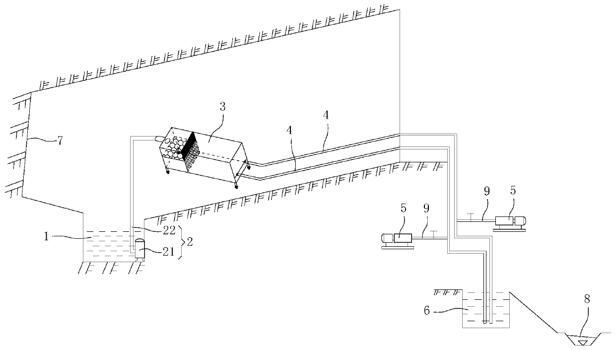 Siphon type adverse slope drainage system and method