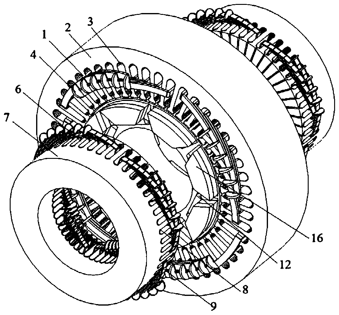 Double three-phase permanent magnet synchronous drive motor, electric vehicle and method thereof