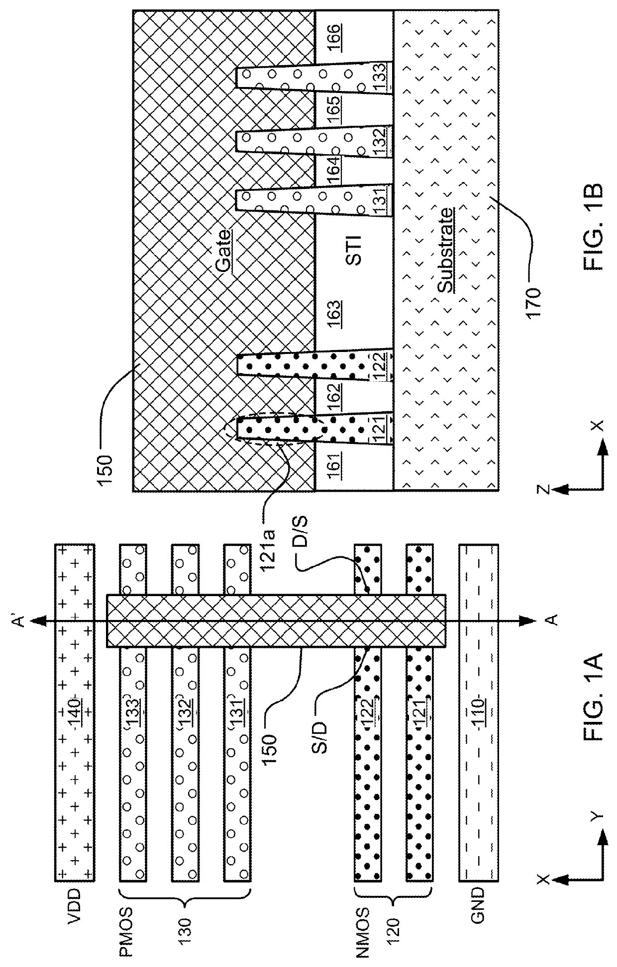 Nanowire or 2D material strips interconnects in an integrated circuit cell