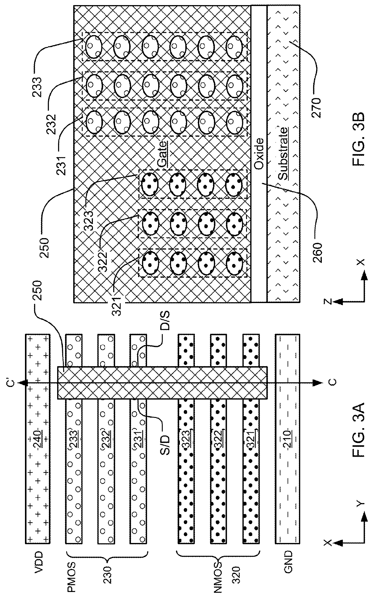 Nanowire or 2D material strips interconnects in an integrated circuit cell