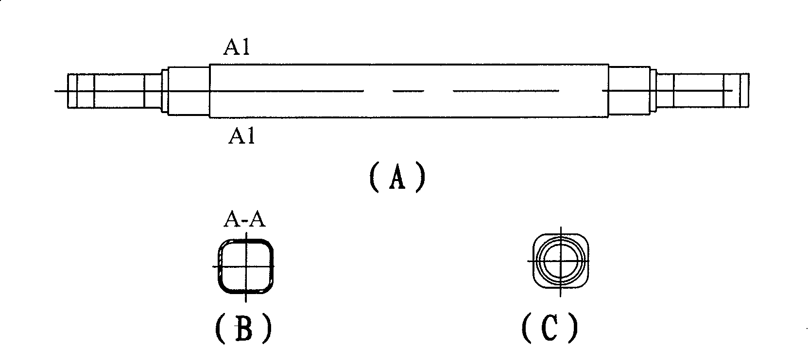 Roll type cold pressing processing method and device for vehicle driving axle housing