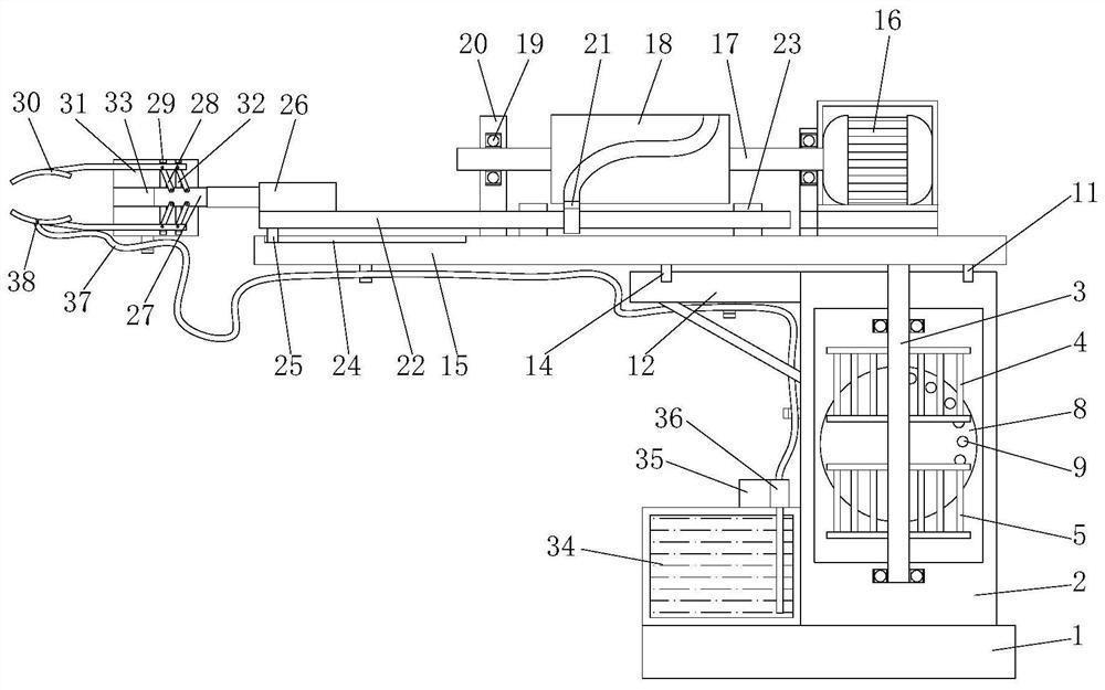 A discharge device for an injection molding machine