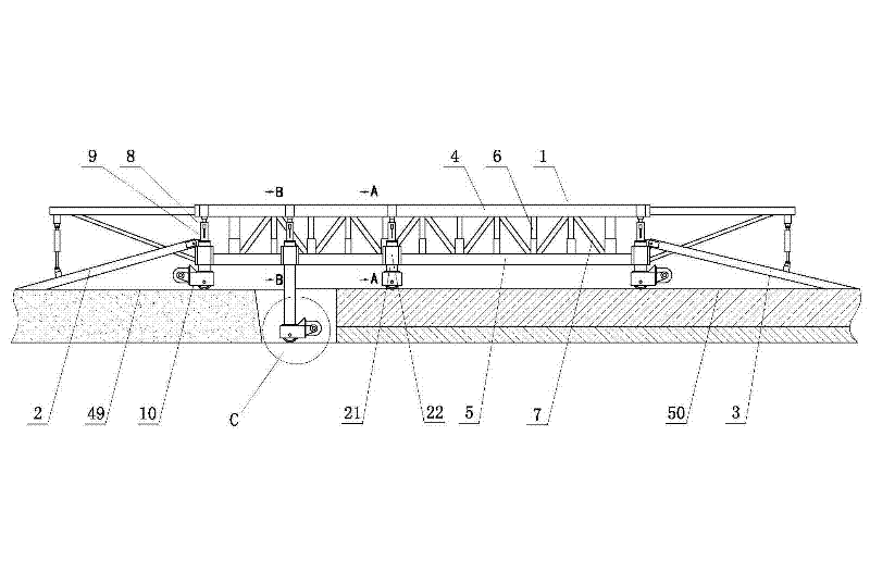 All-hydraulic tunnel inverted arch trestle-type moving die frame