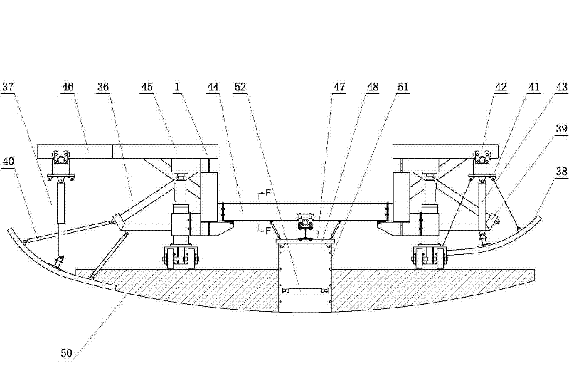 All-hydraulic tunnel inverted arch trestle-type moving die frame