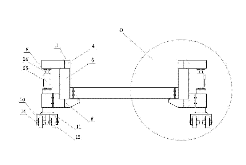 All-hydraulic tunnel inverted arch trestle-type moving die frame