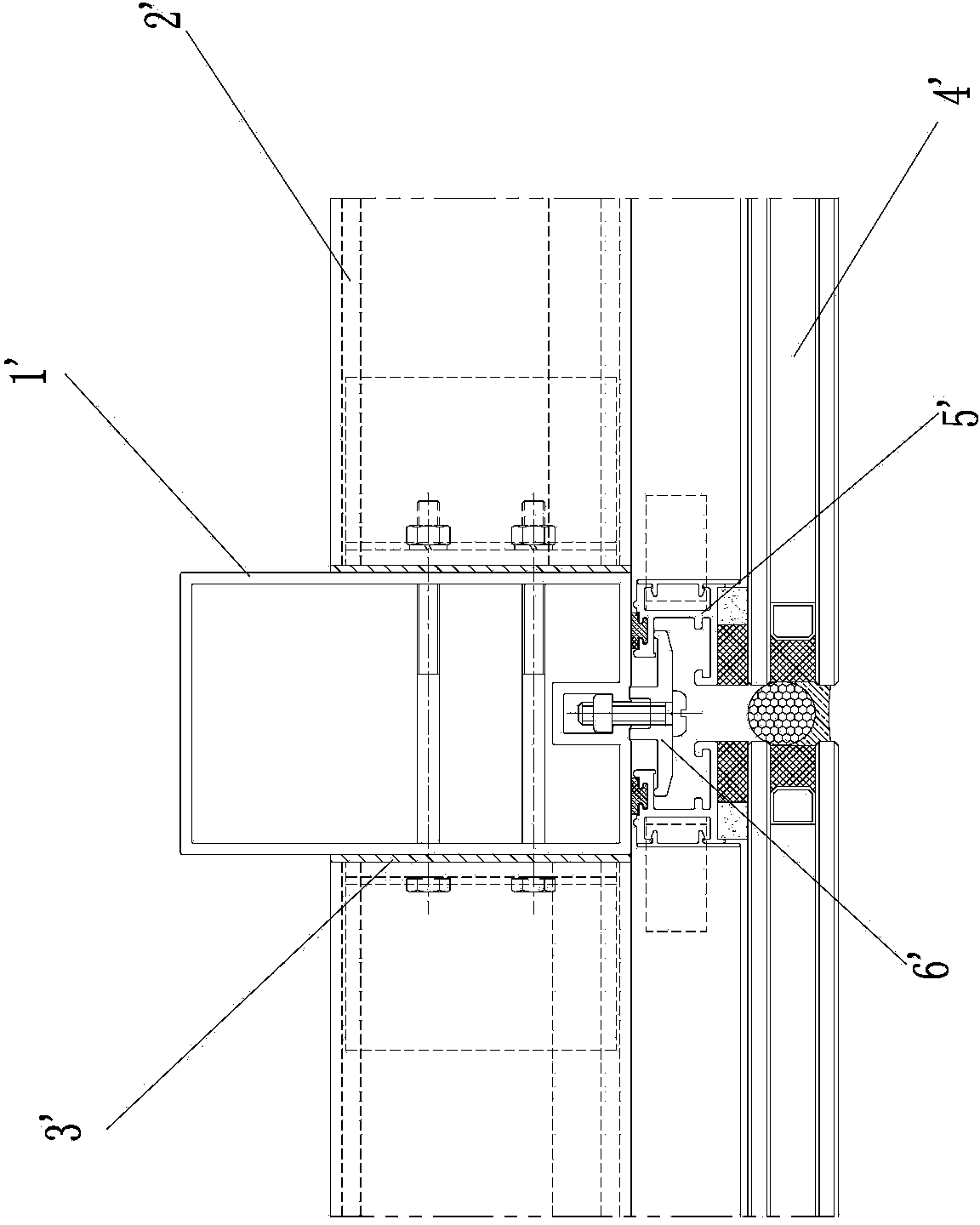 Novel hidden framing glass curtain wall