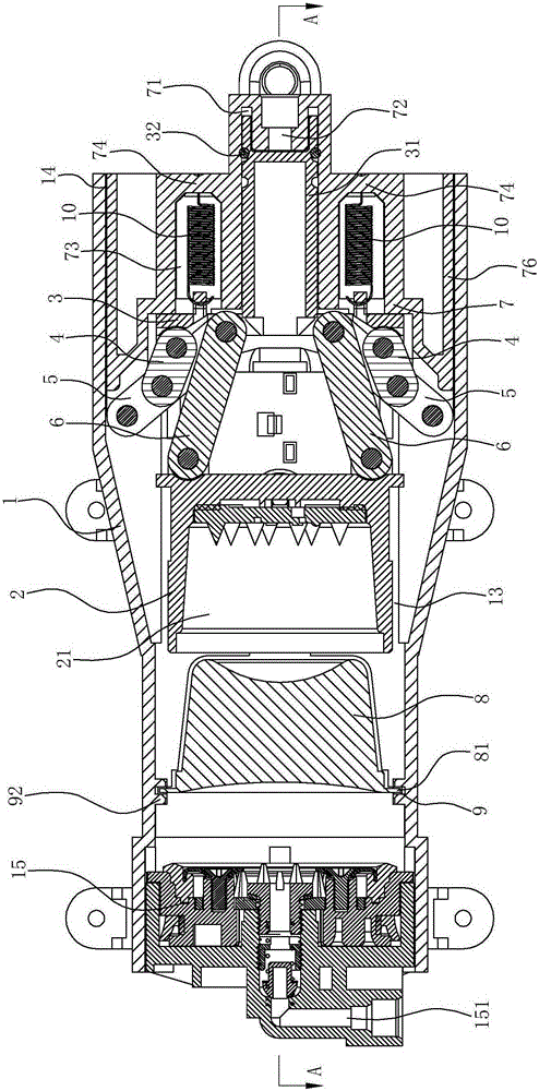 The driving structure of the connecting rod of the beverage extraction device