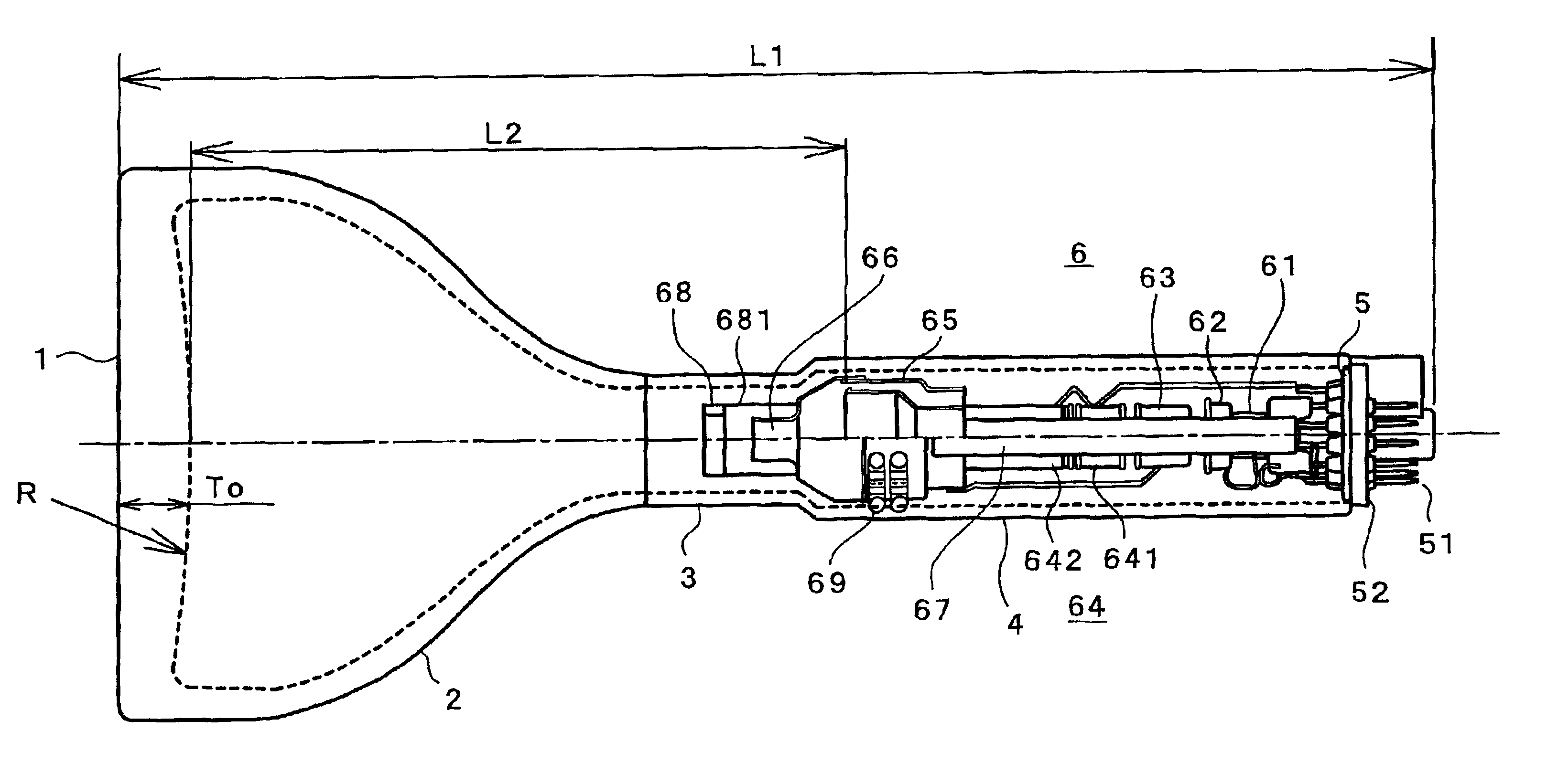 Projection tube having different neck diameters