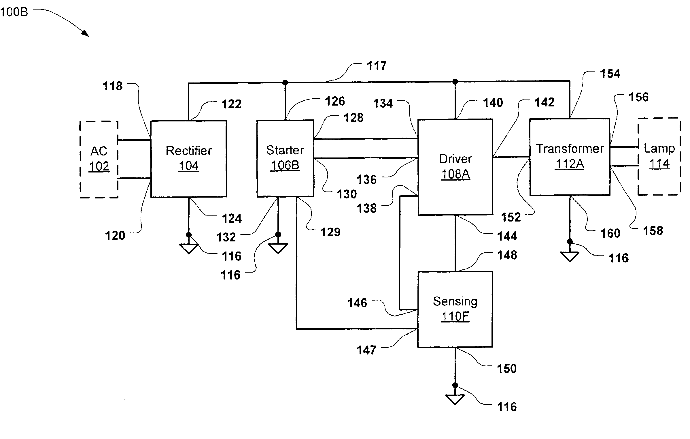 Converter for converting an AC power main voltage to a voltage suitable for driving a lamp