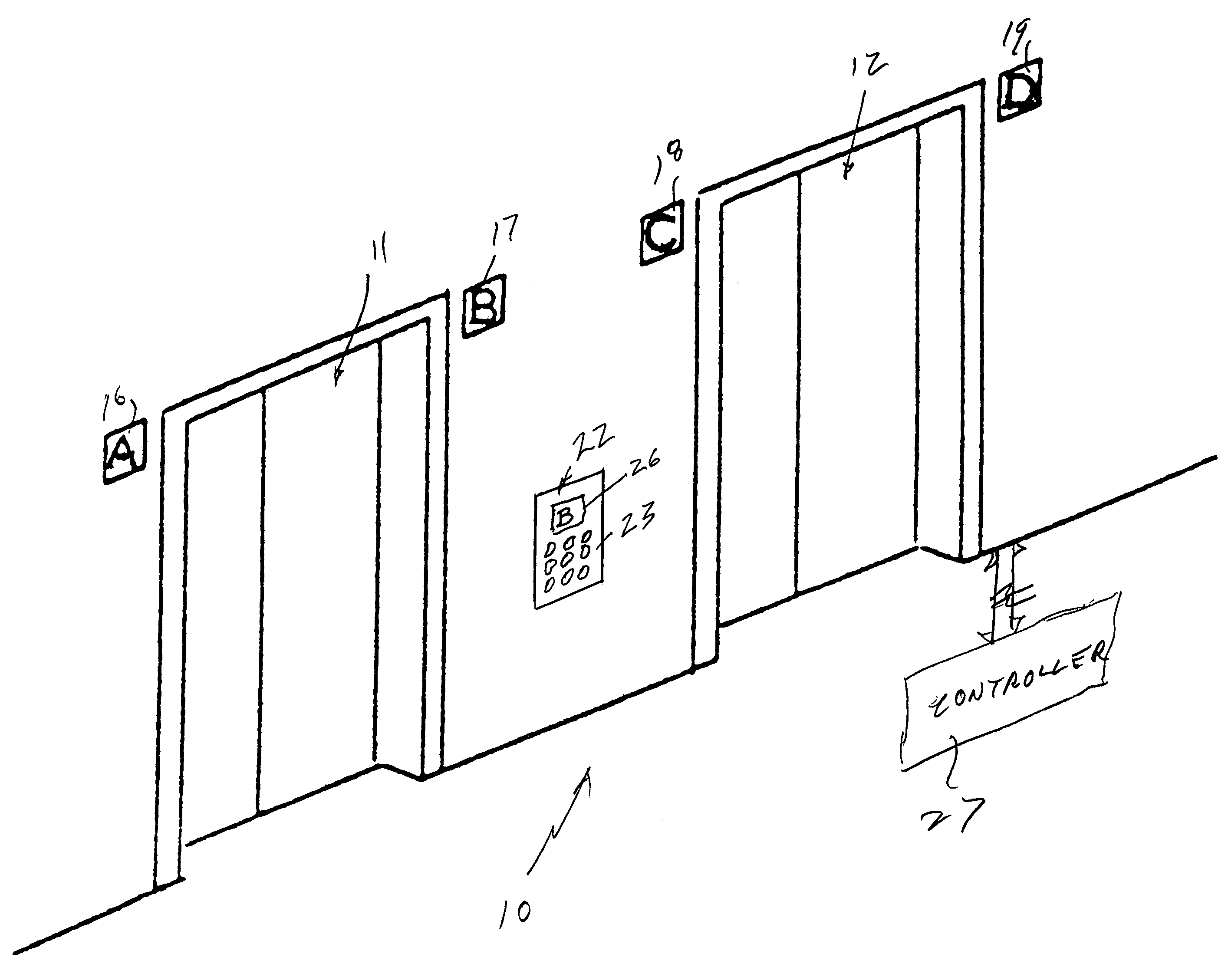 Elevator call assignment indications for multiple elevators in each of a plurality of elevator hoistways